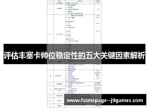 评估丰塞卡帅位稳定性的五大关键因素解析